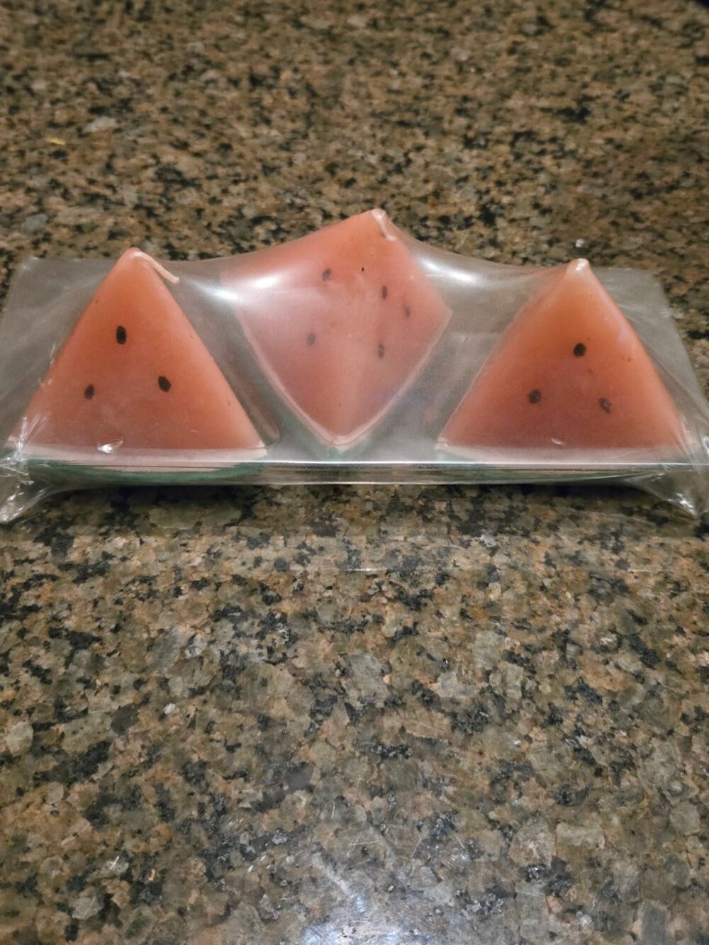 New/Sealed Set of 3 Watermelon Wedges Citronella Outdoor Candles